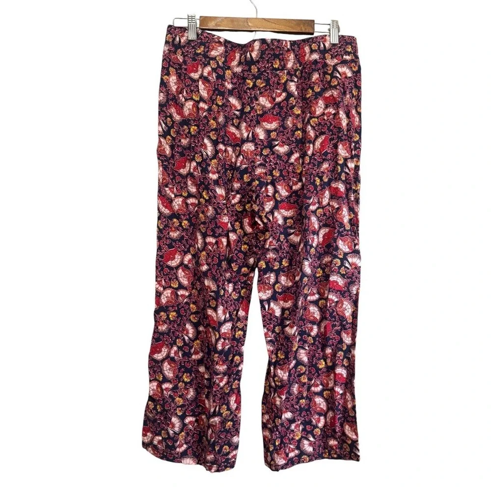 Liz Claiborne‎ Pajama Pants Womens Medium Blue Floral Rayon Excellent Drawstring